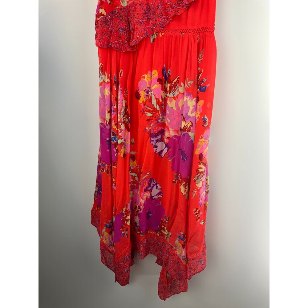 Maeve x Anthropologie Grecia Ruffle Dress Floral Red Handkerchief Hem Size 4 - Picture 6 of 13